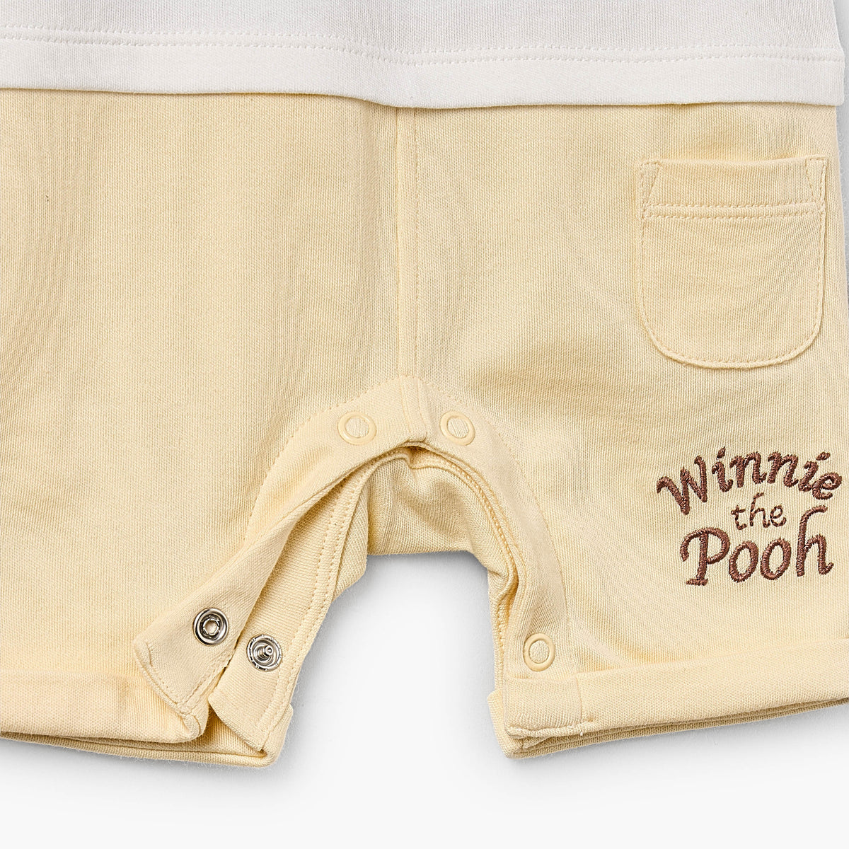 Disney Crew Neck Short Sleeves Romper with Winnie the Pooh Applique