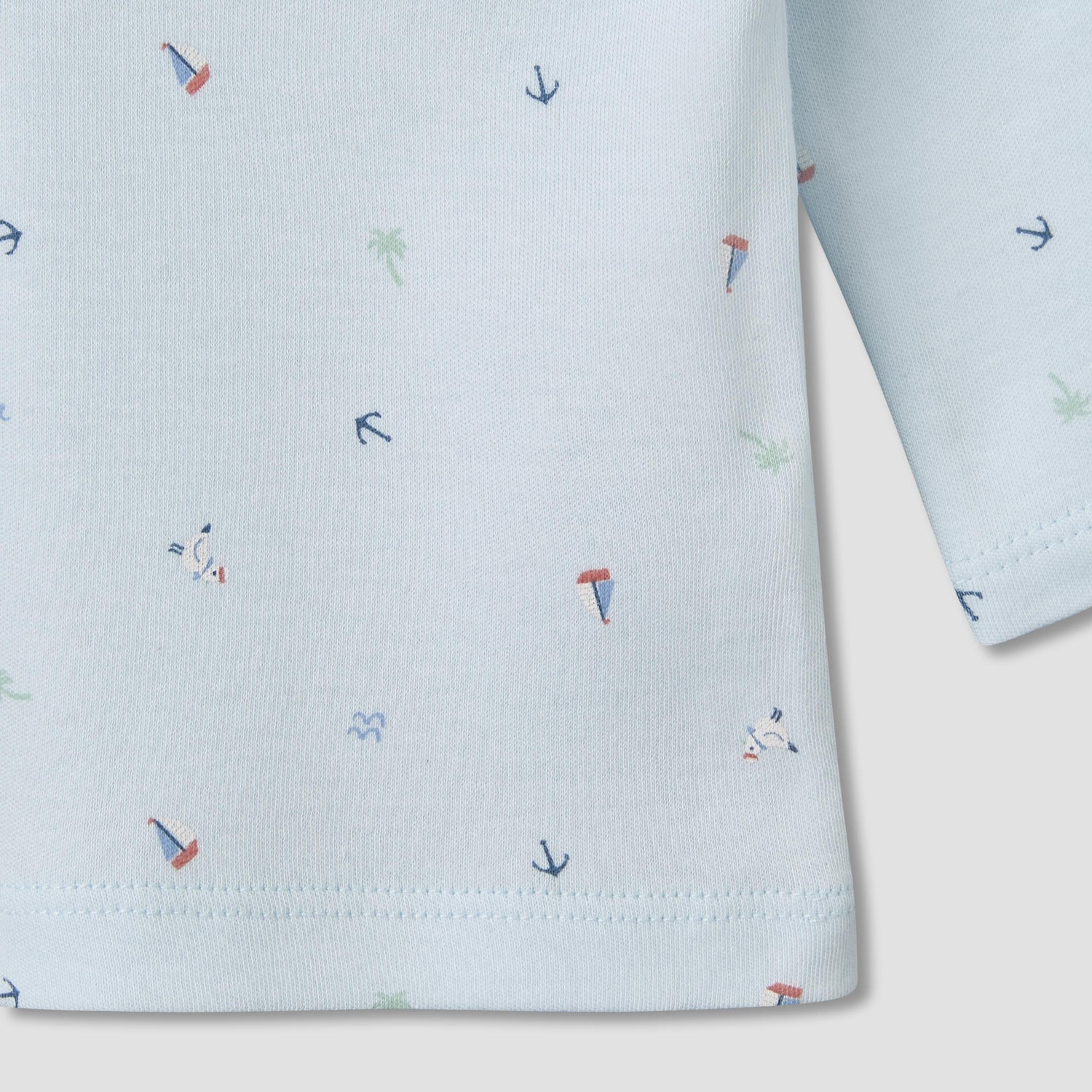 Juniors Cotton Round Neck Long Sleeves Pyjama Set with Nautical Print