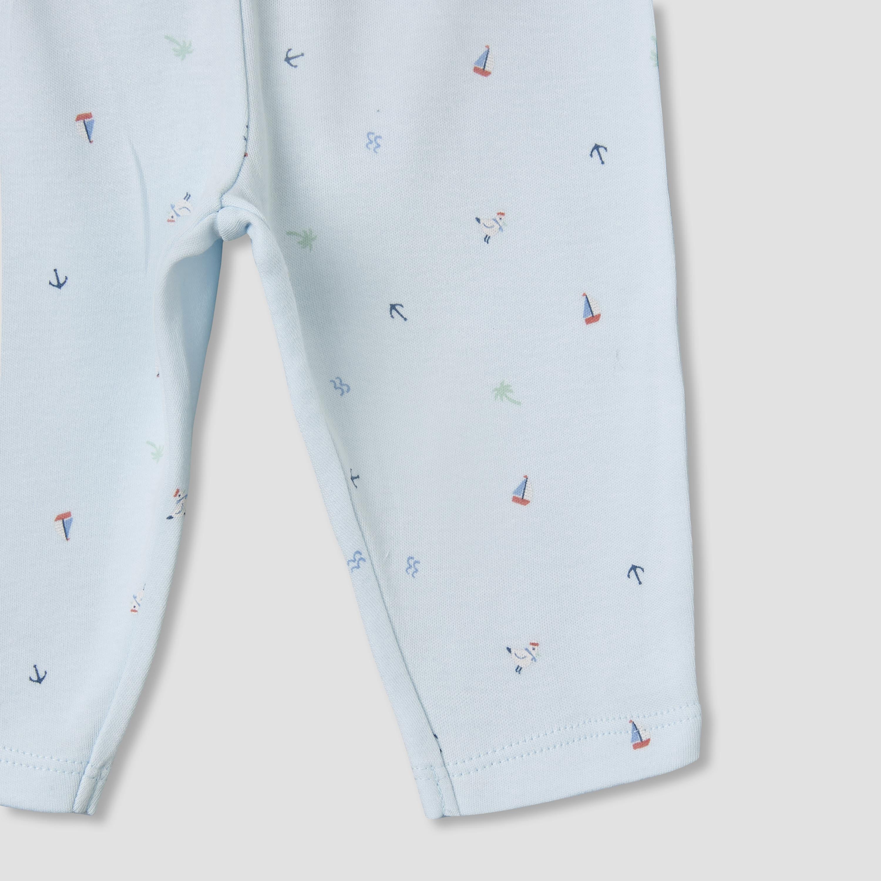 Juniors Cotton Round Neck Long Sleeves Pyjama Set with Nautical Print