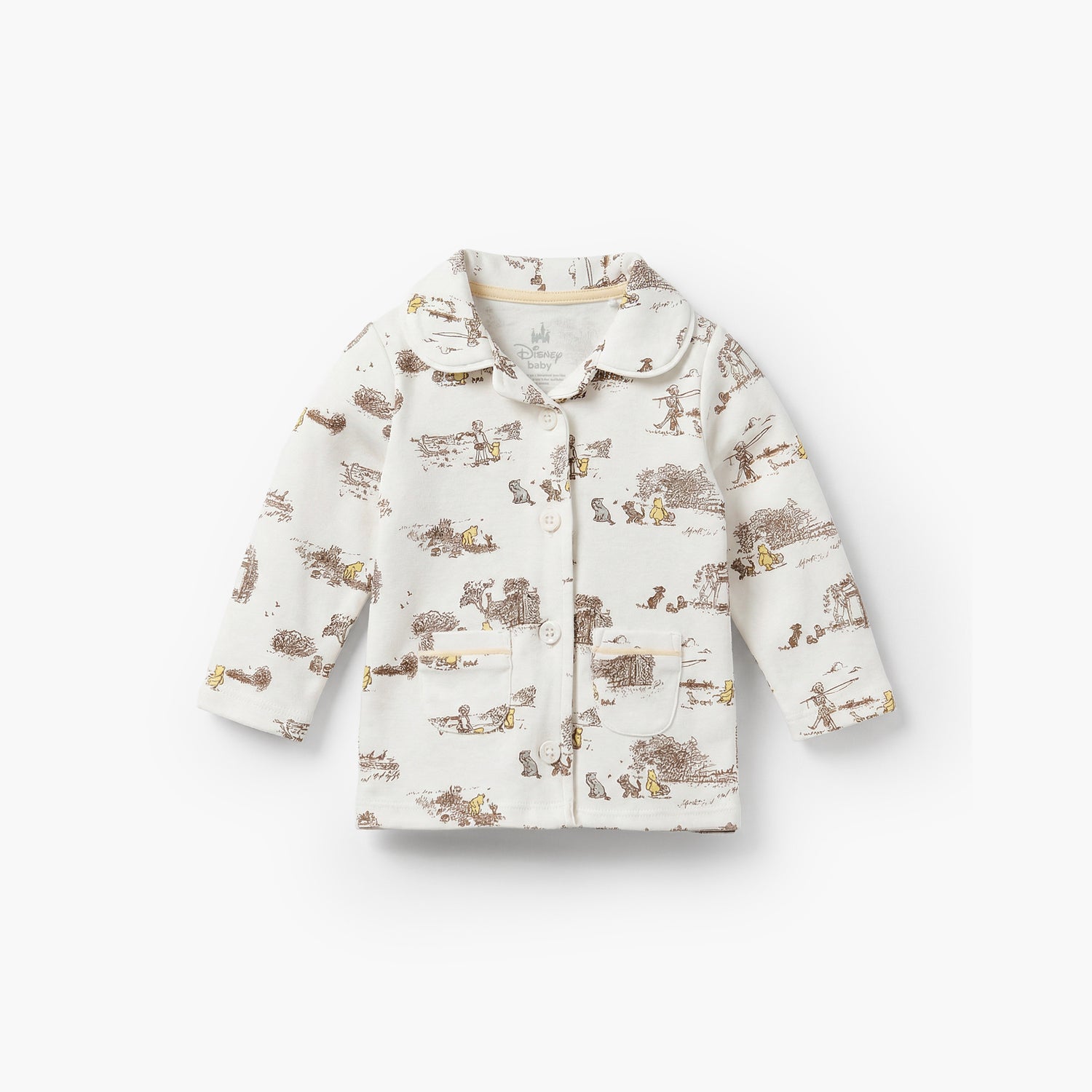 Disney Cotton Collared Long Sleeves Pyjama Set with Winnie the Pooh Print