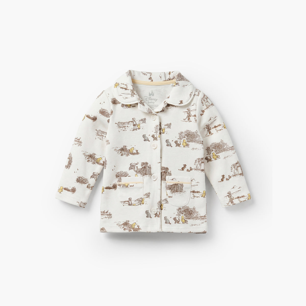 Disney Cotton Collared Long Sleeves Pyjama Set with Winnie the Pooh Print