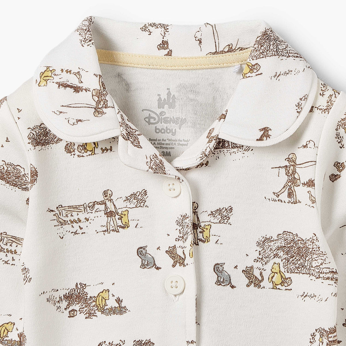 Disney Cotton Collared Long Sleeves Pyjama Set with Winnie the Pooh Print