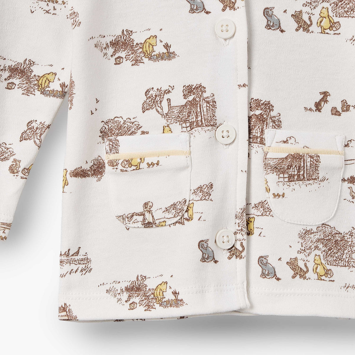 Disney Cotton Collared Long Sleeves Pyjama Set with Winnie the Pooh Print