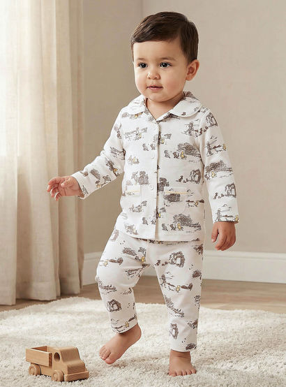 Disney Cotton Collared Long Sleeves Pyjama Set with Winnie the Pooh Print-baby-boys-clothing-nightwear-pyjamasets-image-1