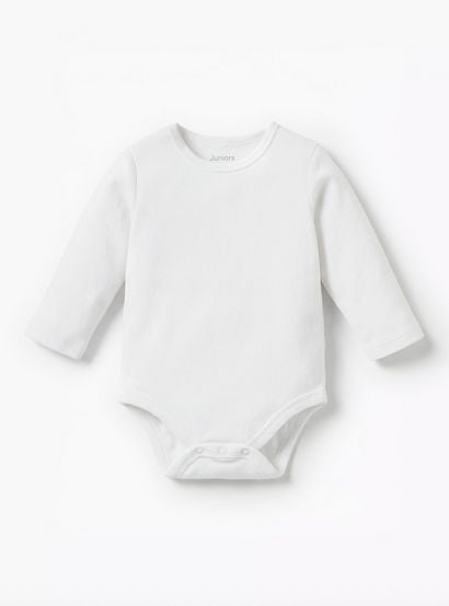 Juniors Solid Long Sleeves Bodysuit with Round Neck-baby-boys-clothing-bodysuits-image-1