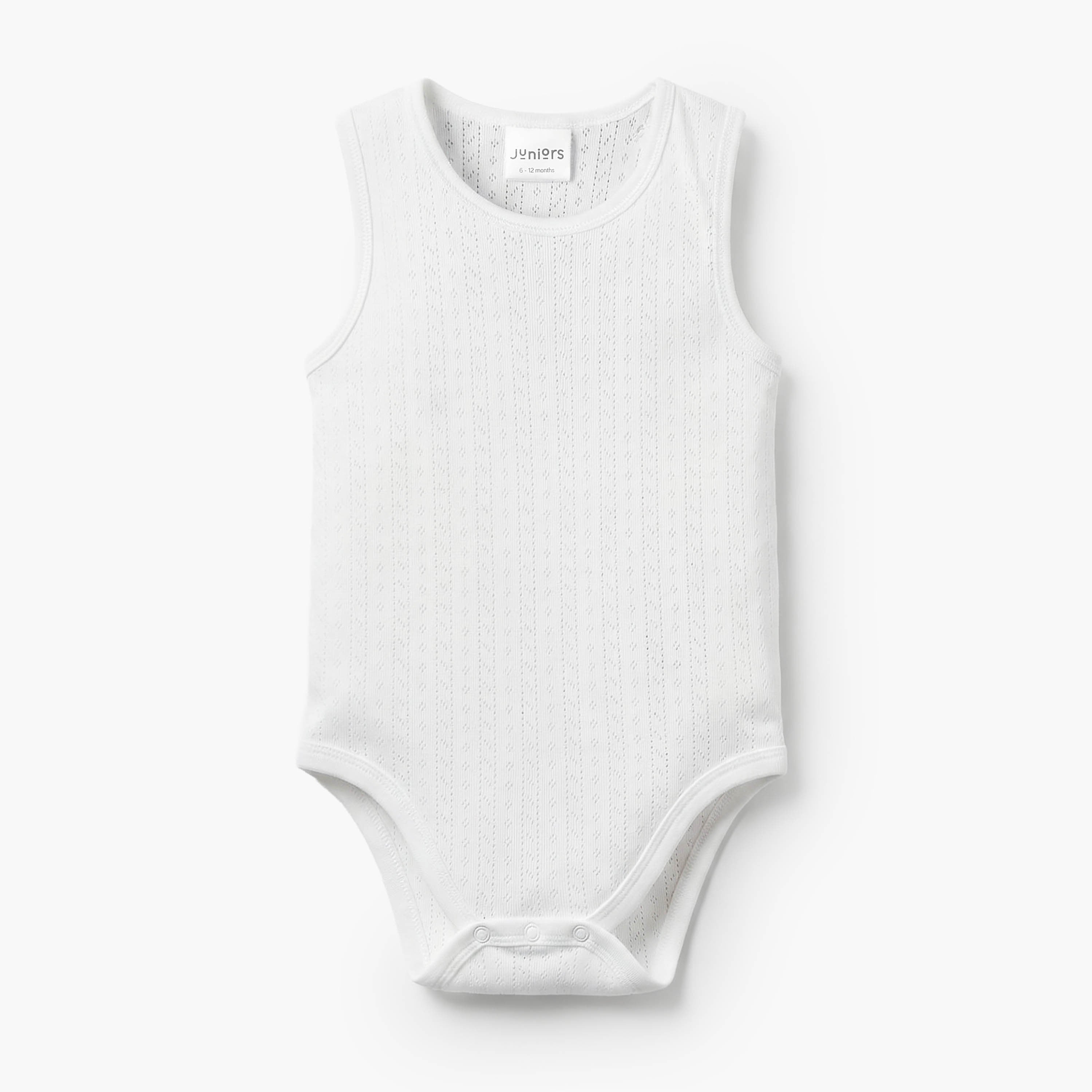 Juniors Textured Sleeveless Bodysuit with Round Neck