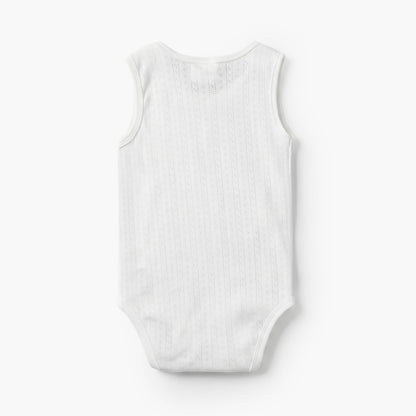 Juniors Textured Sleeveless Bodysuit with Round Neck