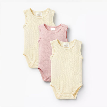 Juniors Textured Sleeveless Bodysuit - Set of 3 - Multicolour / 12-18 mths