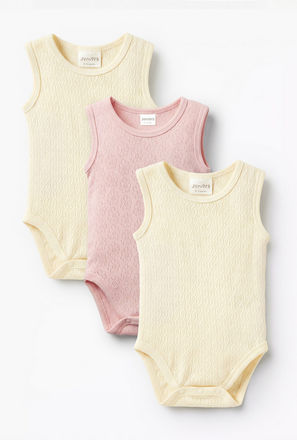 Juniors Textured Sleeveless Bodysuit - Set of 3
