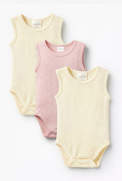 Juniors Textured Sleeveless Bodysuit - Set of 3