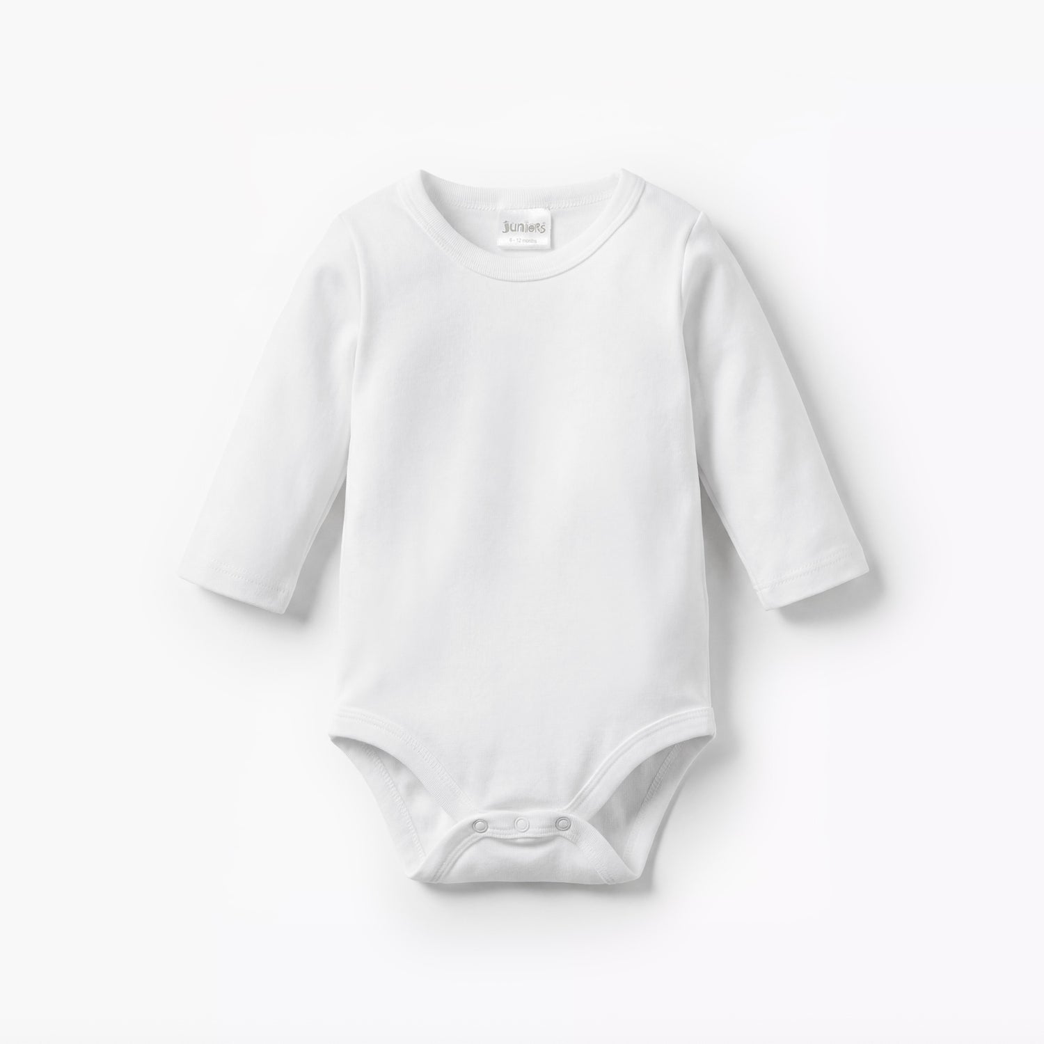 Juniors Solid Bodysuit with Round Neck and Long Sleeves - 12-18 MTHS