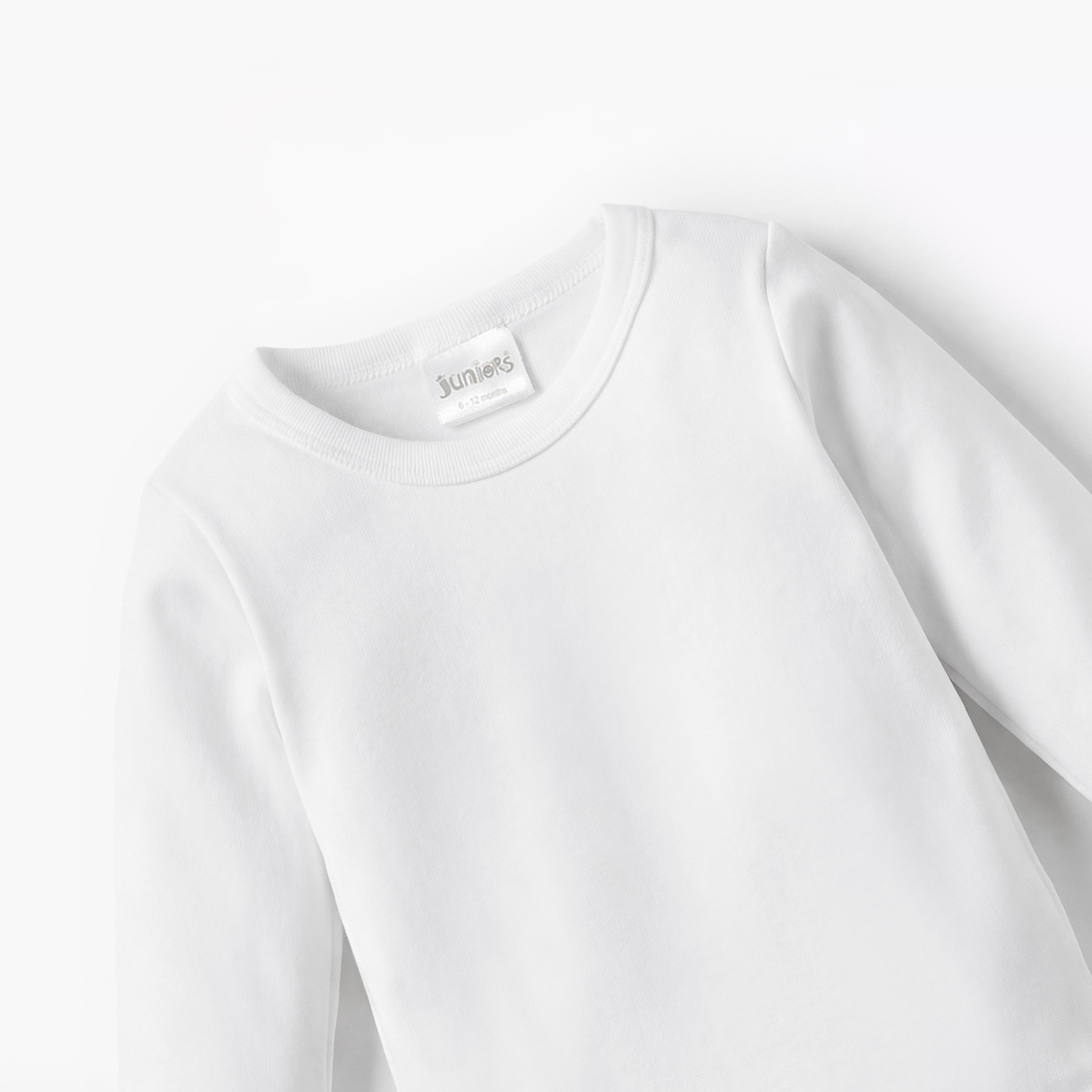 Juniors Solid Bodysuit with Round Neck and Long Sleeves