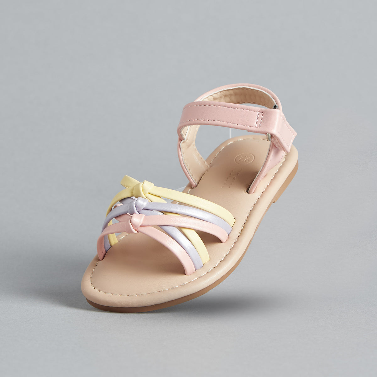 Strappy Flat Sandals with Hook and Loop Closure