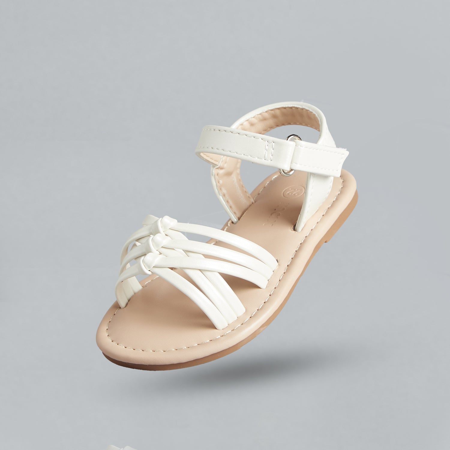 Strappy Flat Sandals with Hook and Loop Closure - Multicolour / 20
