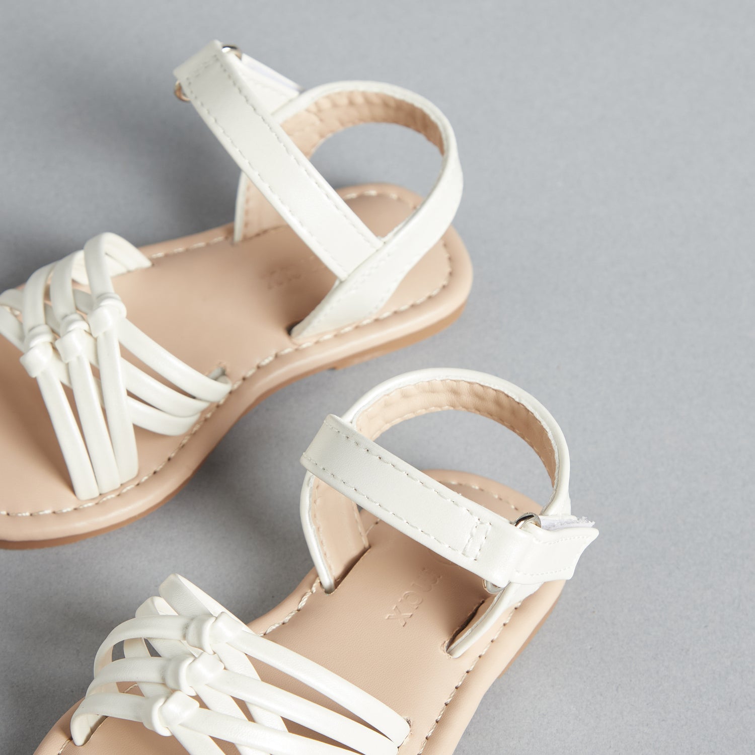Strappy Flat Sandals with Hook and Loop Closure