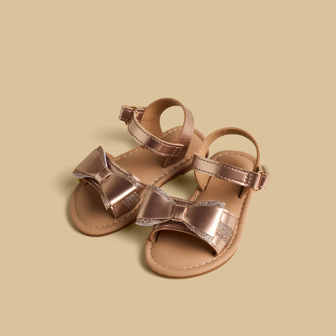Bow Embellished Sandals with Hook and Loop Closure