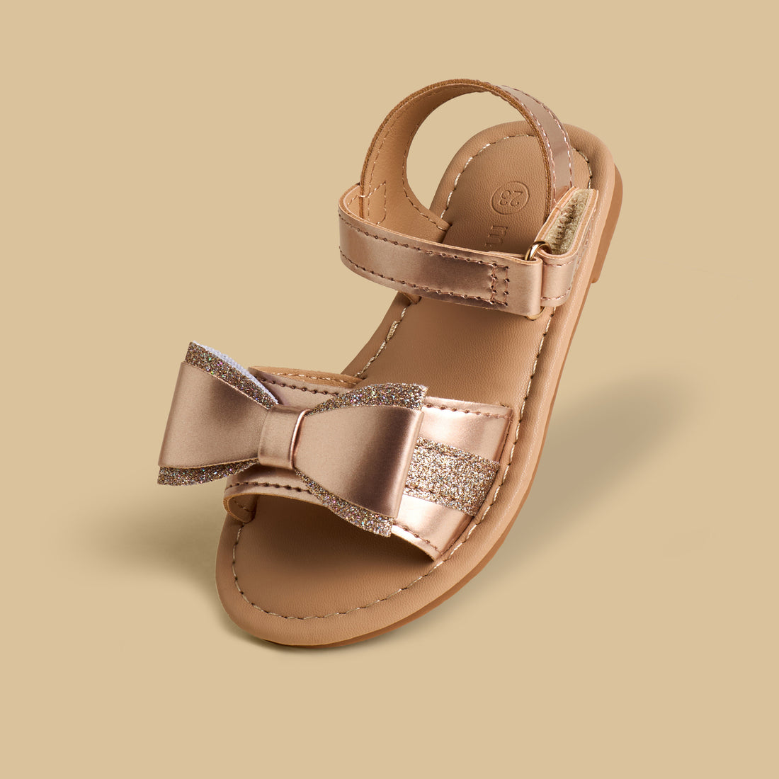 Bow Embellished Sandals with Hook and Loop Closure - White / 20