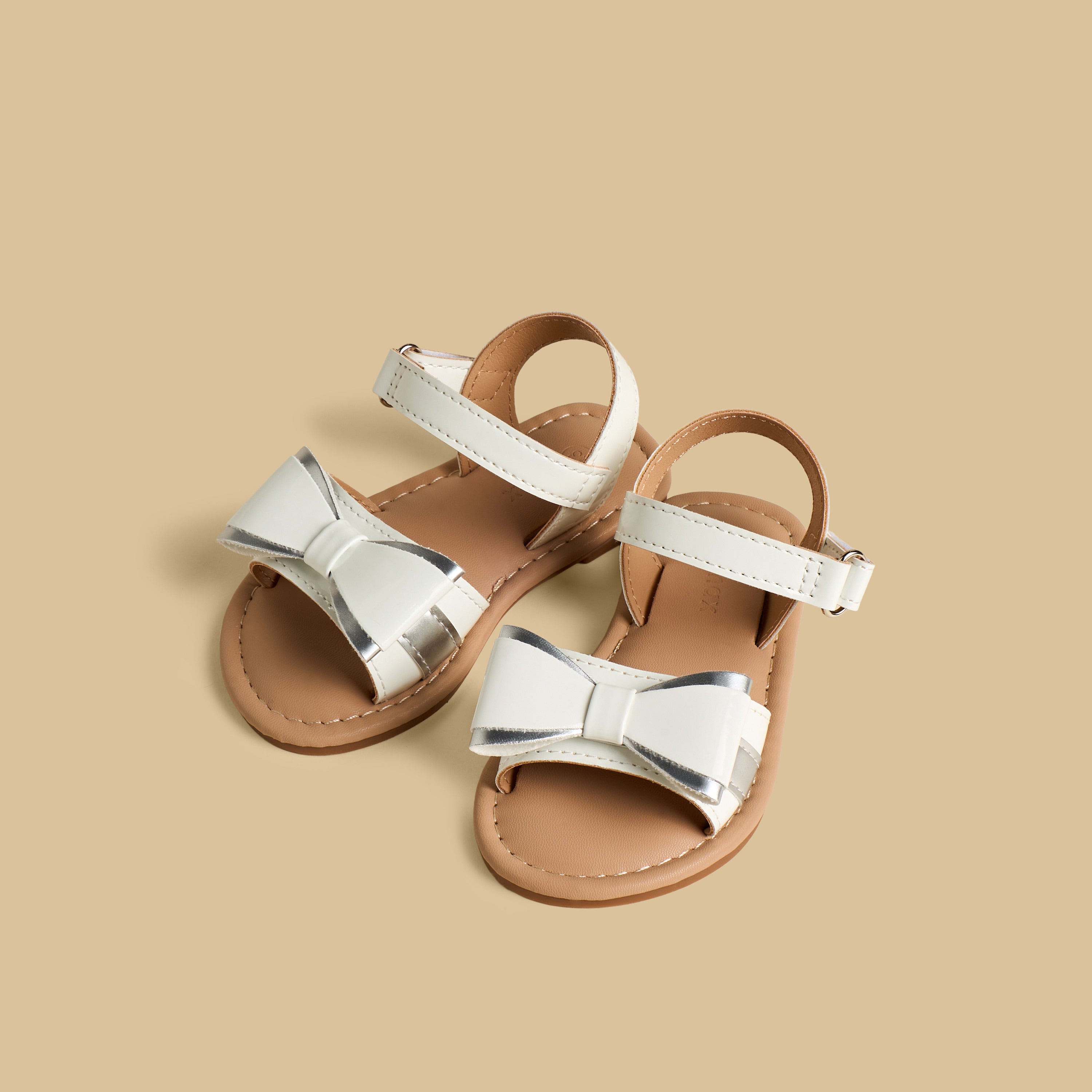 Bow Embellished Sandals with Hook and Loop Closure