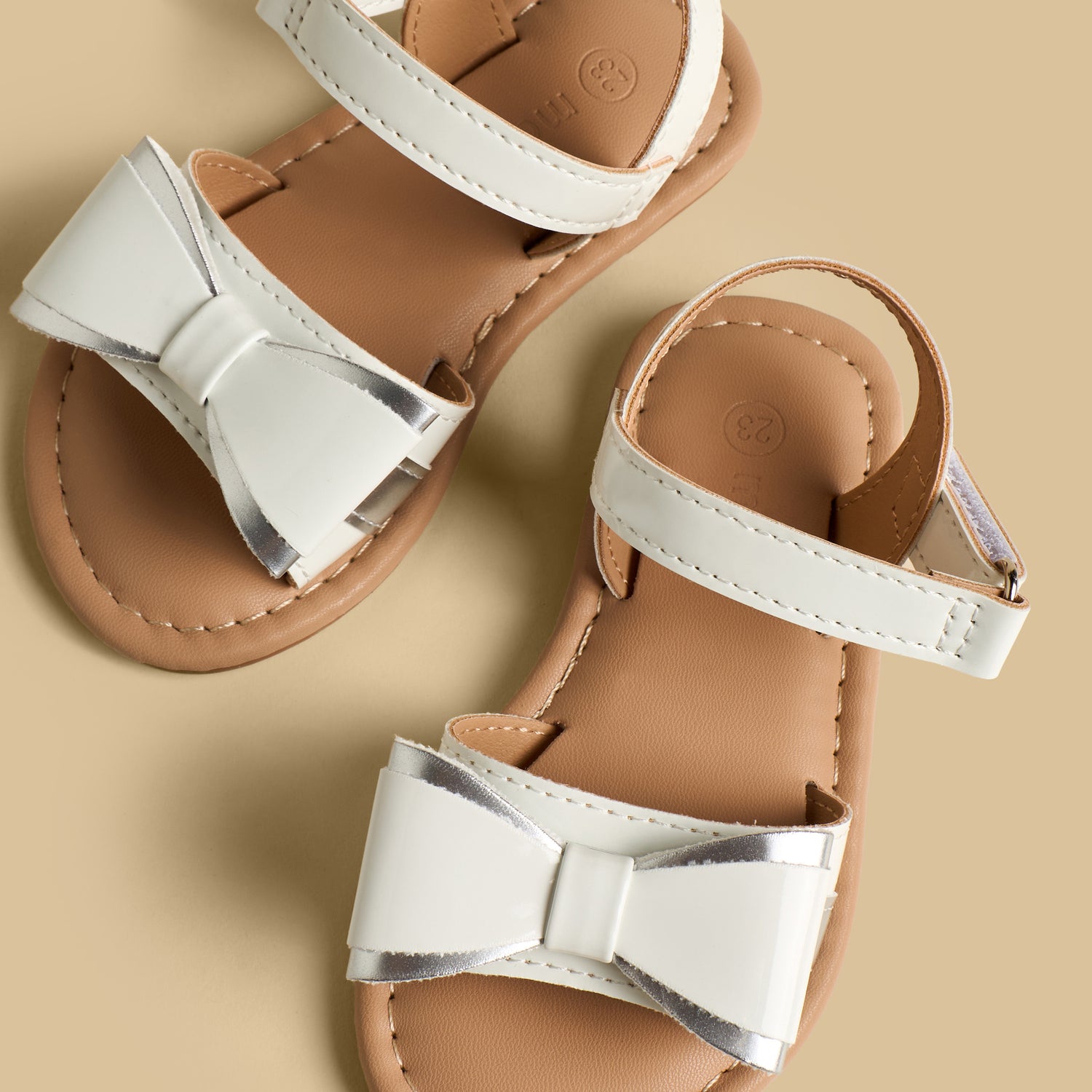 Bow Embellished Sandals with Hook and Loop Closure
