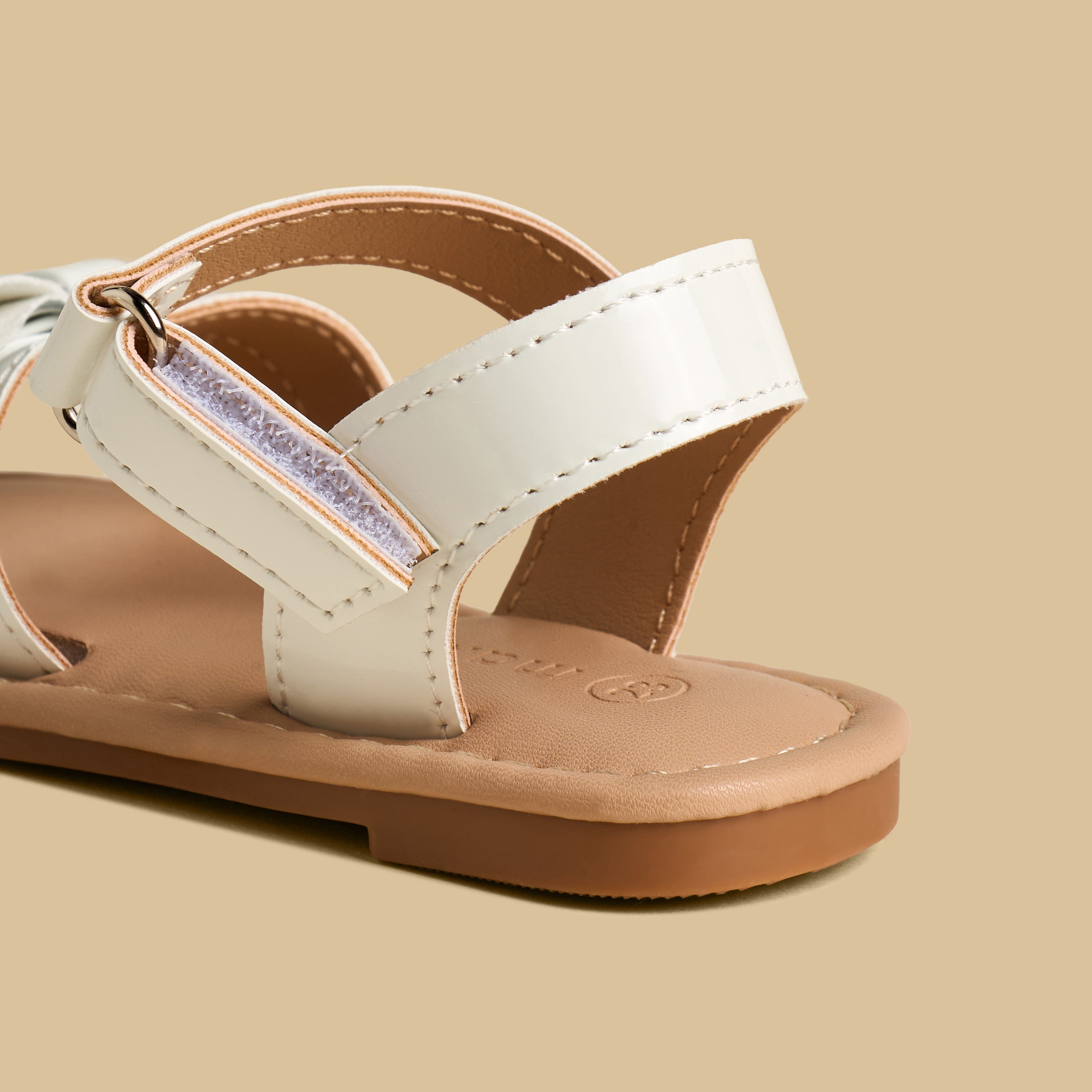 Bow Embellished Sandals with Hook and Loop Closure