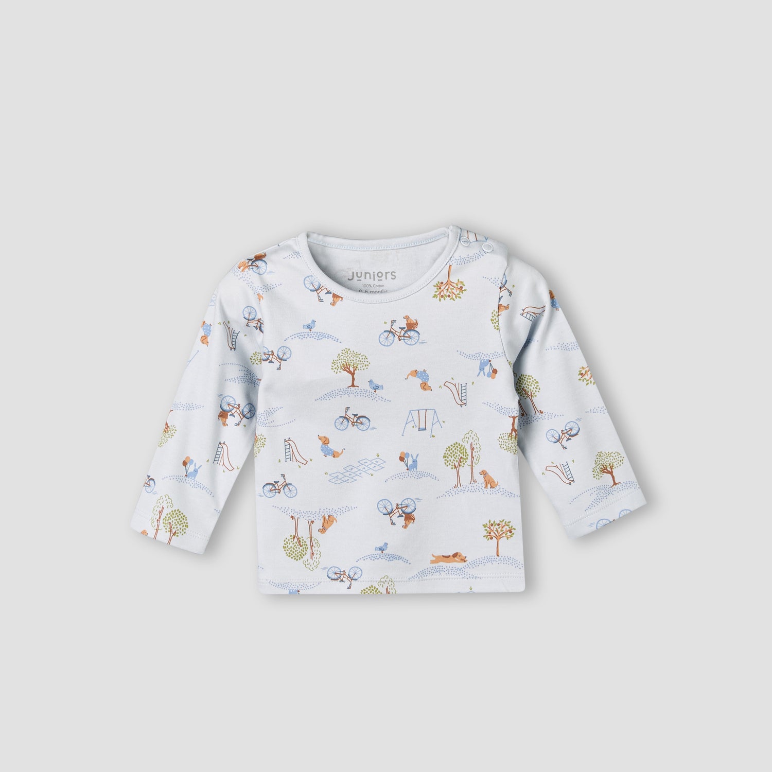 Juniors Cotton Long Sleeves Pyjama Set with Park Print