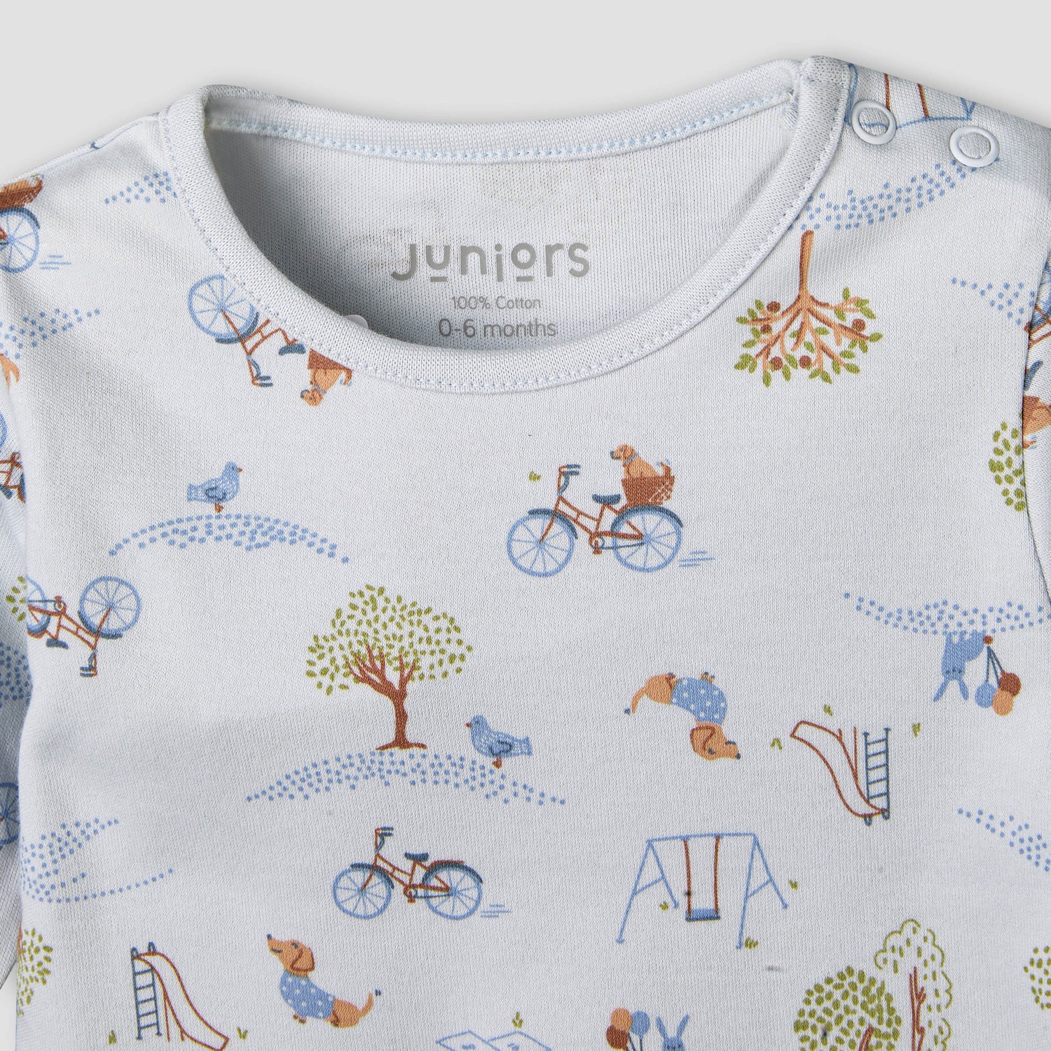 Juniors Cotton Long Sleeves Pyjama Set with Park Print