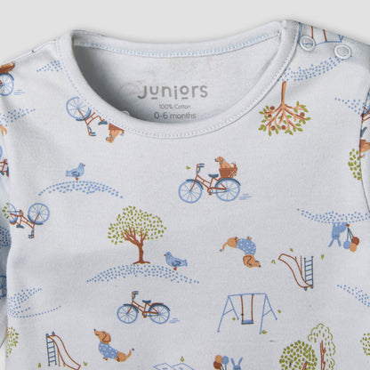 Juniors Cotton Long Sleeves Pyjama Set with Park Print