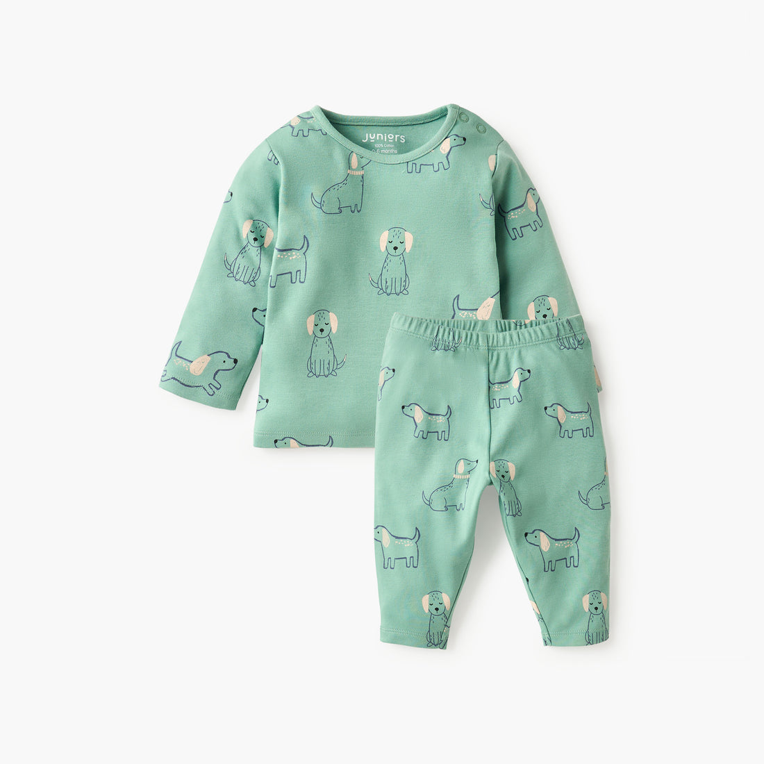 Juniors Animal Print T-shirt and Pyjama Set - Green / 18-24 mths