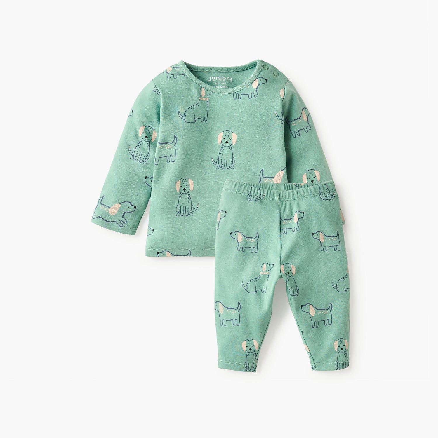 Juniors Animal Print T-shirt and Pyjama Set - Green / 18-24 mths