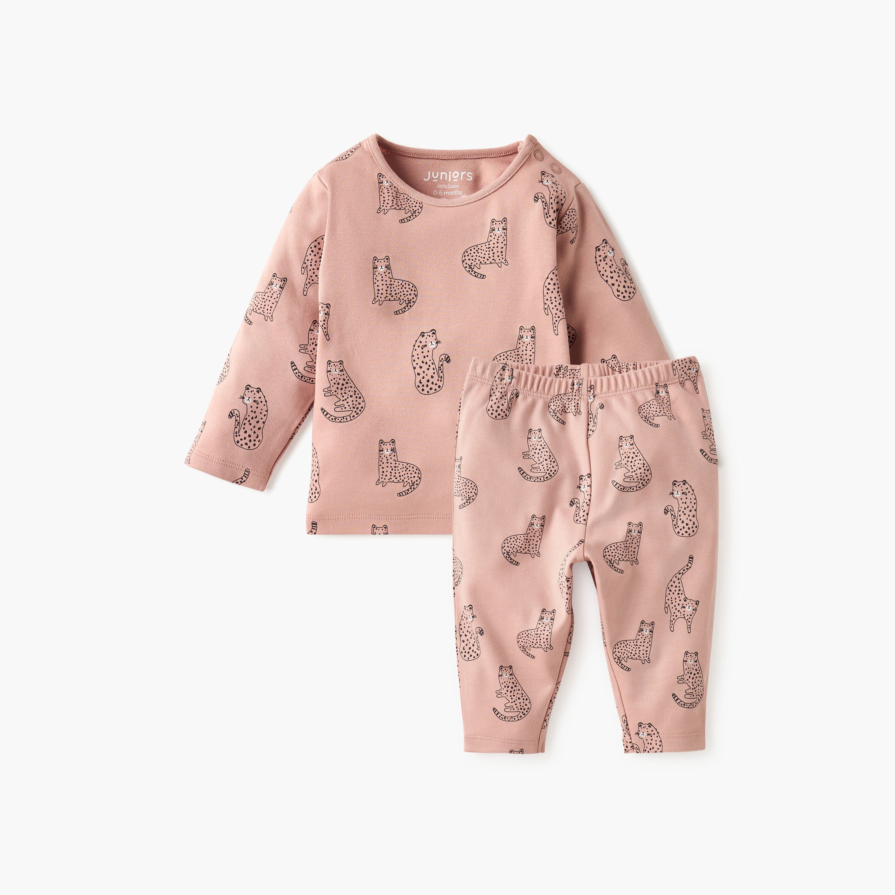 Juniors Pyjama Set with Bear Print - Cotton - Long Sleeves - Round Neck