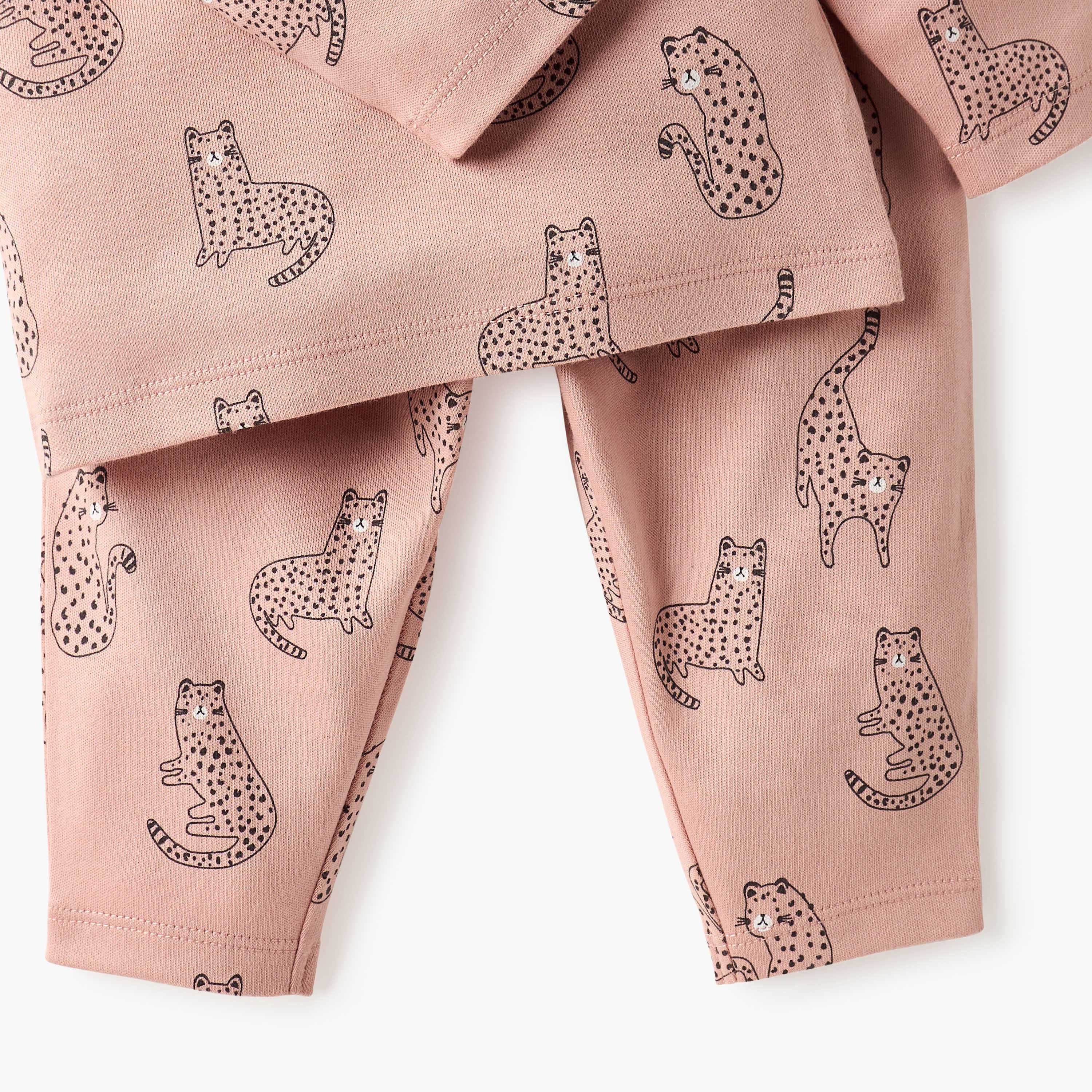 Juniors Pyjama Set with Bear Print - Cotton - Long Sleeves - Round Neck