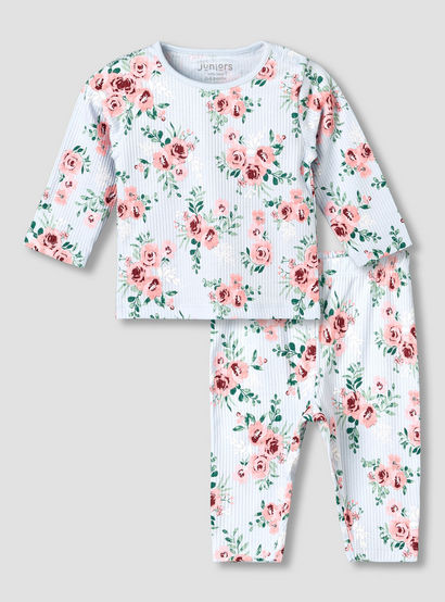Juniors Cotton Long Sleeves Pyjama Set with Floral Print-baby-girls-clothing-nightwear-pyjamasets-image-2