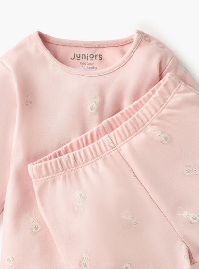 Juniors Printed T-shirt and Pyjama Set-baby-girls-clothing-nightwear-pyjamasets-image-4