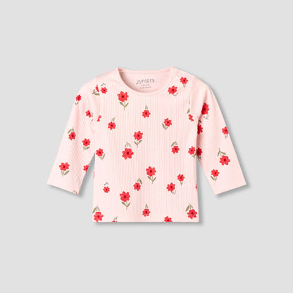 Juniors Cotton Long Sleeves Pyjama Set with Floral Print