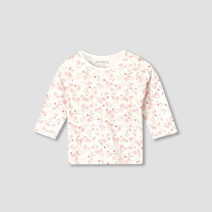 Juniors Cotton Long Sleeves Pyjama Set with Strawberry Print