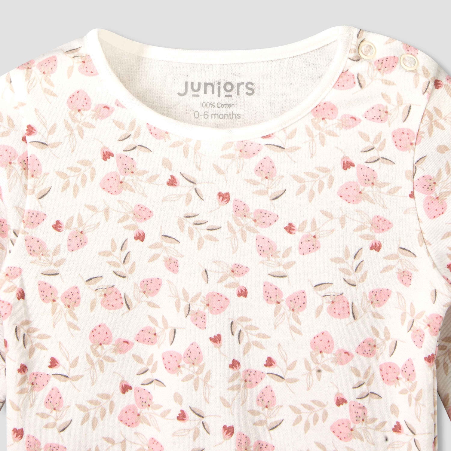 Juniors Cotton Long Sleeves Pyjama Set with Strawberry Print