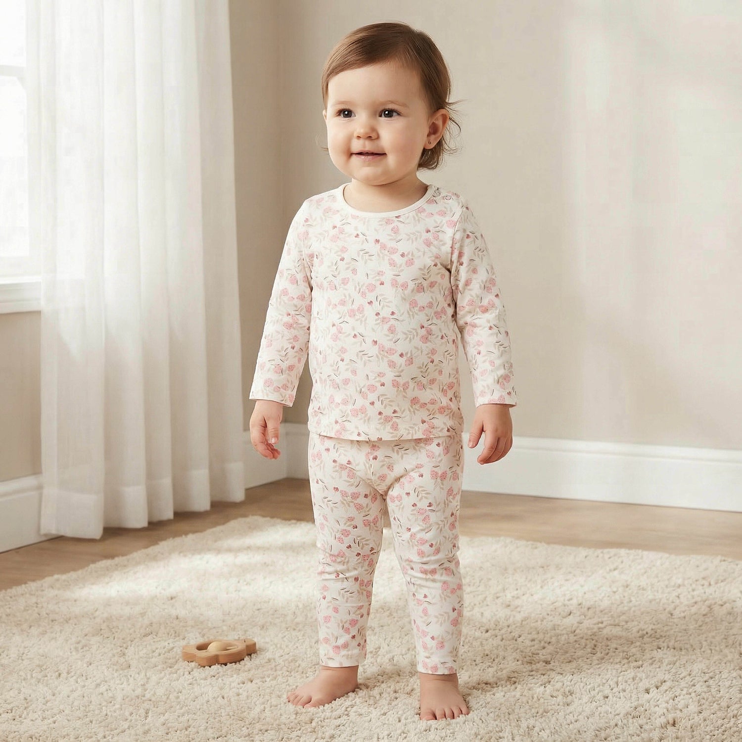 Juniors Cotton Long Sleeves Pyjama Set with Strawberry Print - Pink / 18-24 mths