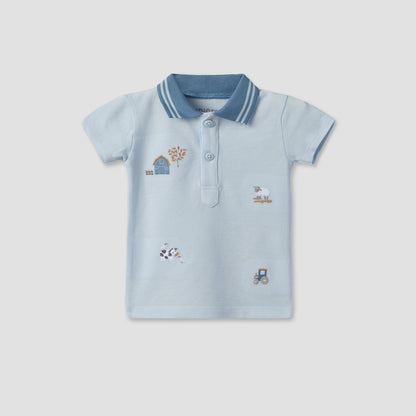 Juniors Collared Short Sleeves Polo T-shirt and Shorts Set with Embroidery