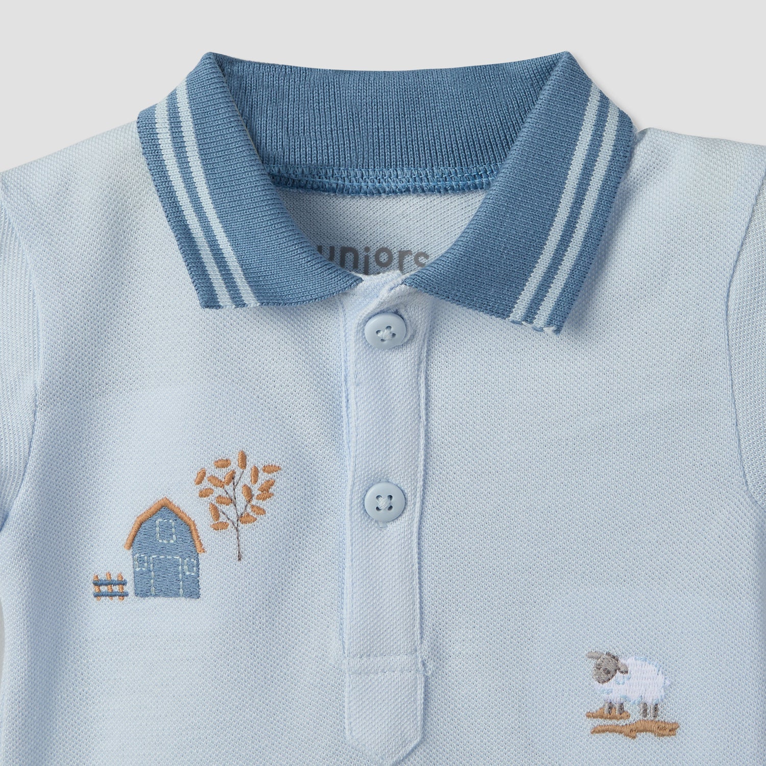 Juniors Collared Short Sleeves Polo T-shirt and Shorts Set with Embroidery