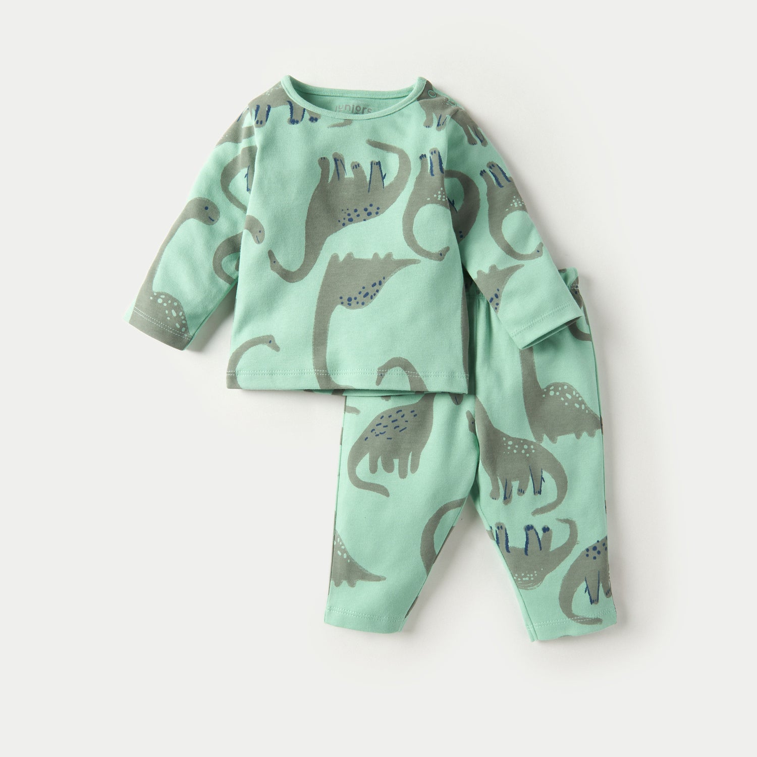 Juniors All-Over Dinosaur Print Long Sleeve T-shirt and Elasticated Pyjama Set