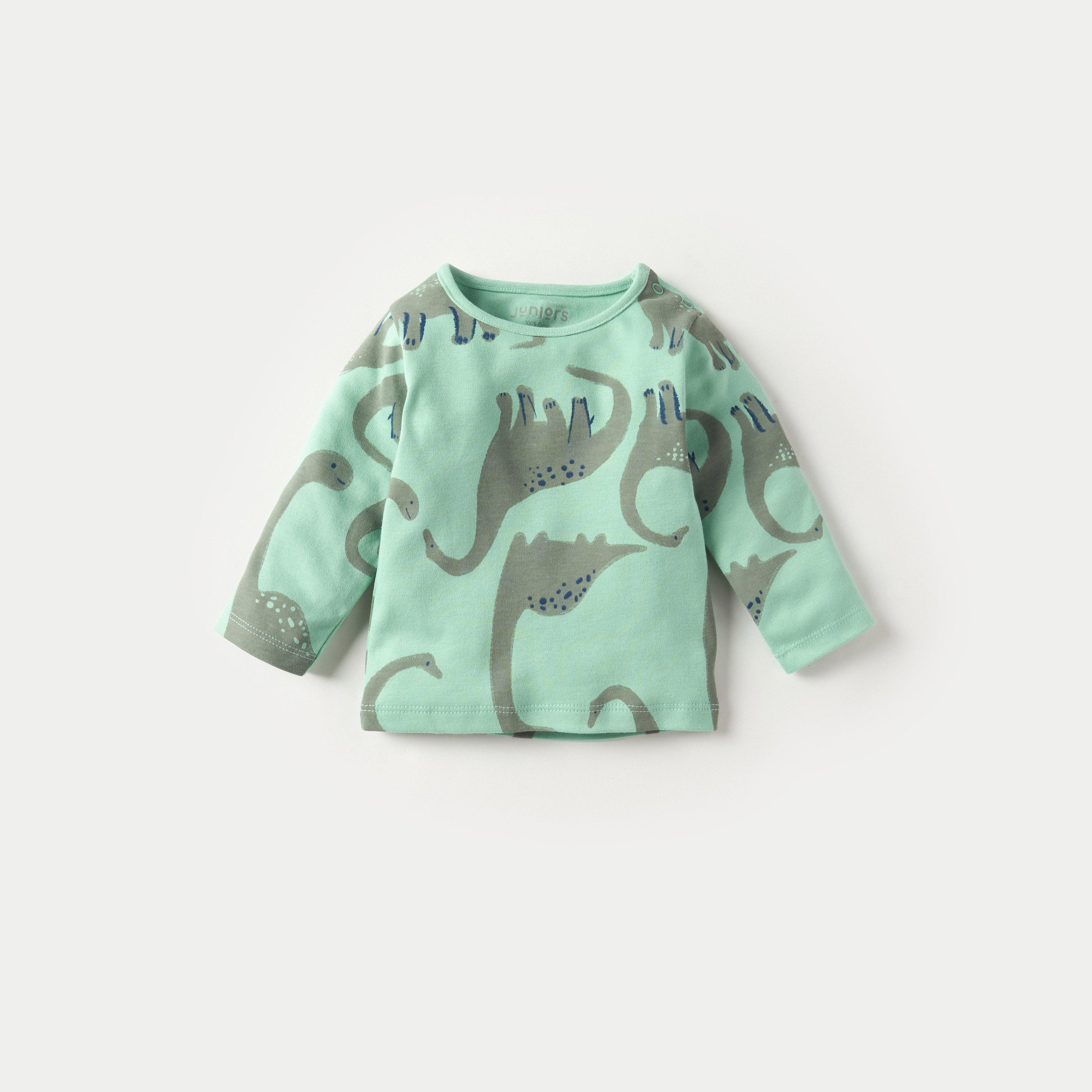 Juniors All-Over Dinosaur Print Long Sleeve T-shirt and Elasticated Pyjama Set