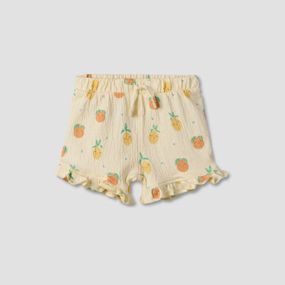 Juniors Crew Neck Short Sleeves Top and Shorts Set with Fruit Print