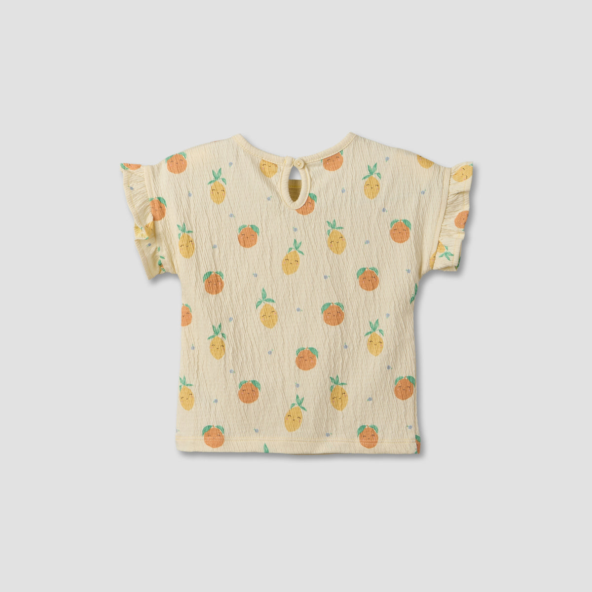 Juniors Crew Neck Short Sleeves Top and Shorts Set with Fruit Print