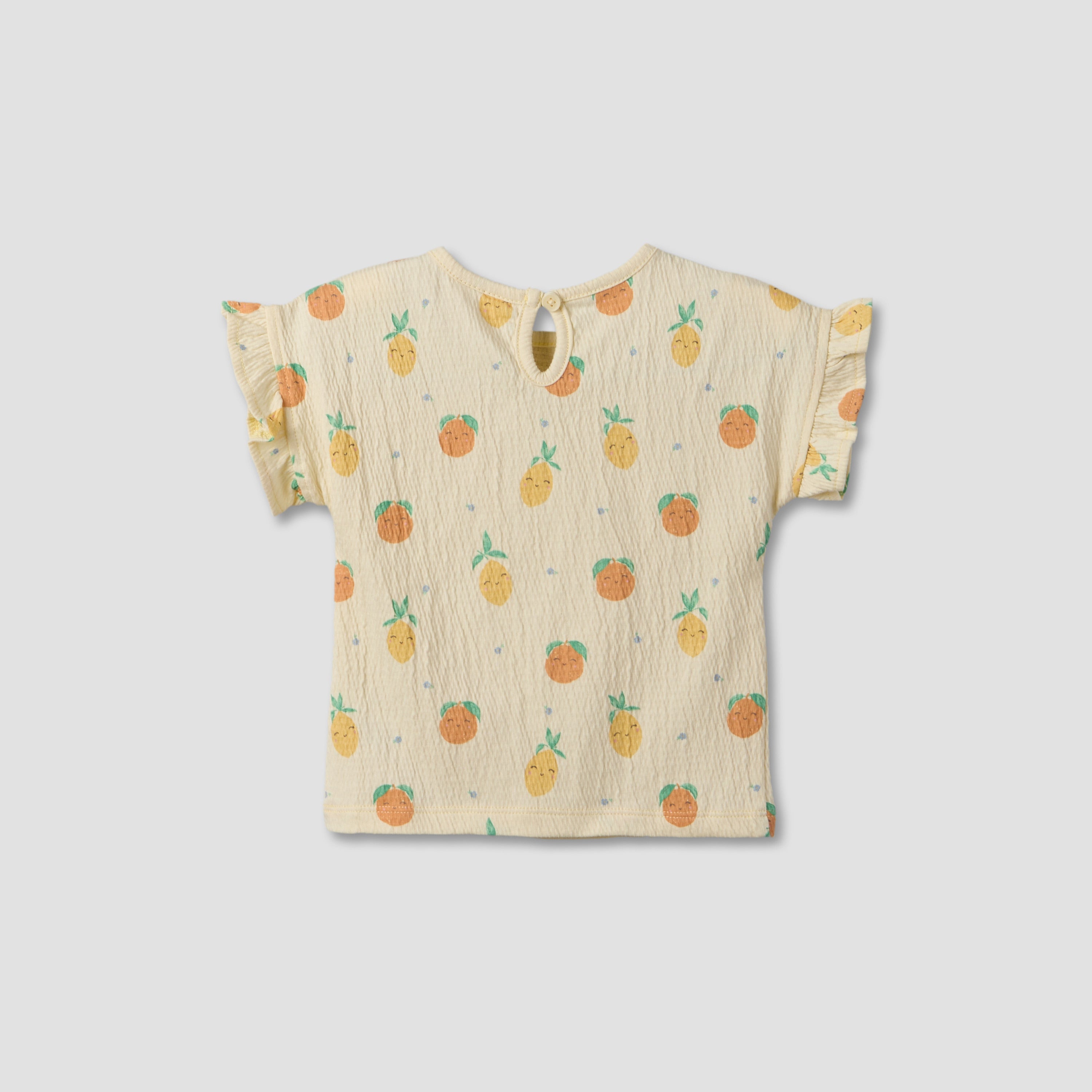 Juniors Crew Neck Short Sleeves Top and Shorts Set with Fruit Print