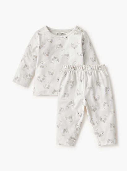 Juniors Dolphin Print T-shirt and Pyjama Set-baby-boys-clothing-nightwear-pyjamasets-image-2