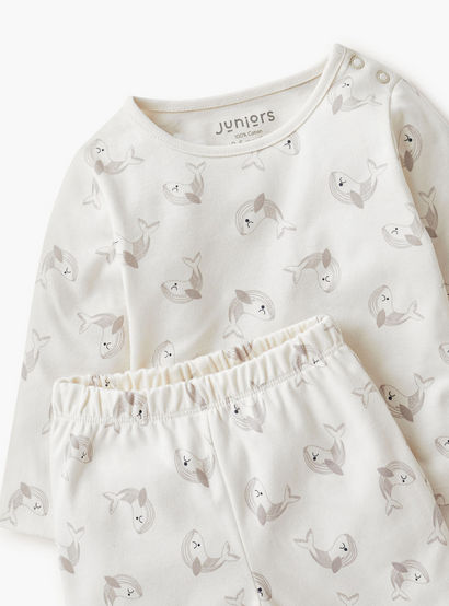 Juniors Dolphin Print T-shirt and Pyjama Set-baby-boys-clothing-nightwear-pyjamasets-image-5