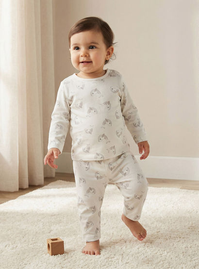 Juniors Dolphin Print T-shirt and Pyjama Set-baby-boys-clothing-nightwear-pyjamasets-image-1