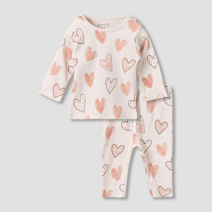 Juniors Cotton Round Neck Long Sleeve Pyjama Set with Elephant Print