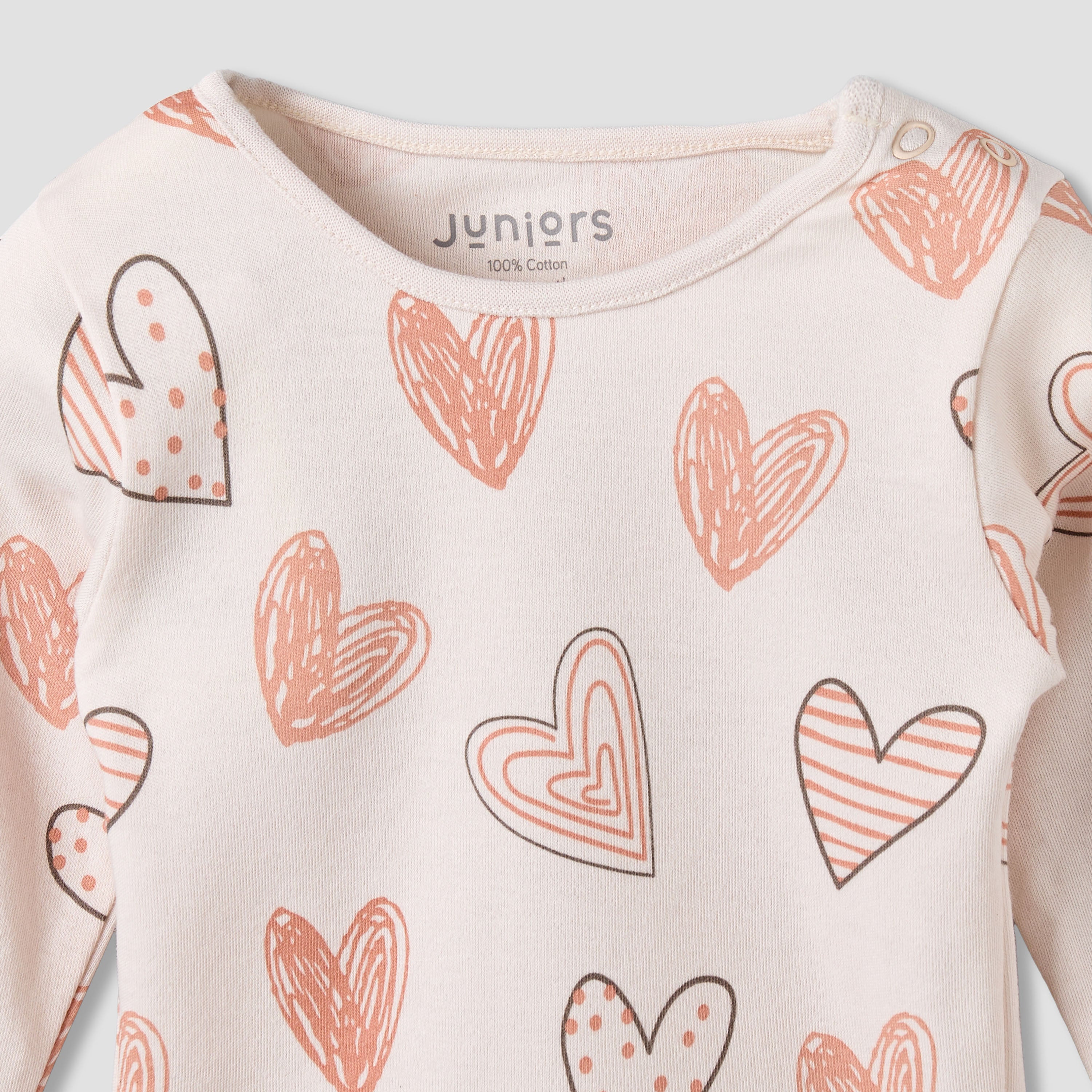 Juniors Cotton Round Neck Long Sleeve Pyjama Set with Elephant Print