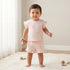 Juniors Crew Neck Short Sleeves Top and Shorts Set with Floral Print - Pink / 12-18 mths